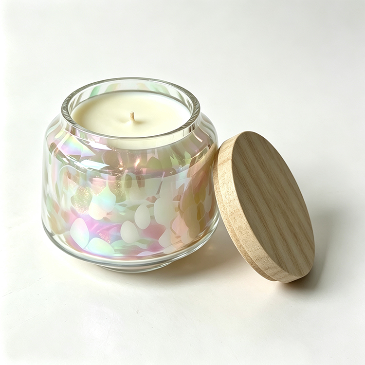 Tangy Lime, Smoked Nectar & Bitter-Sweet Cacao Candle, Marbled Green‑Gold Glass Vessel
