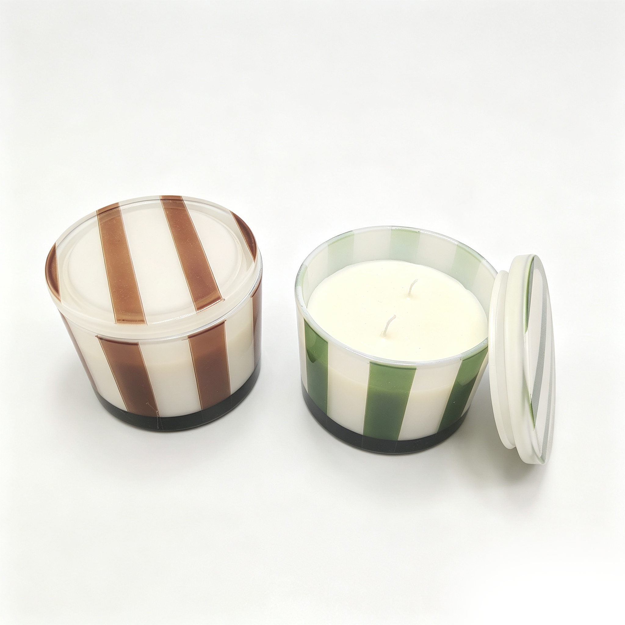 Cedarwood Noir Soy Candle Wax Striped Covered Jar