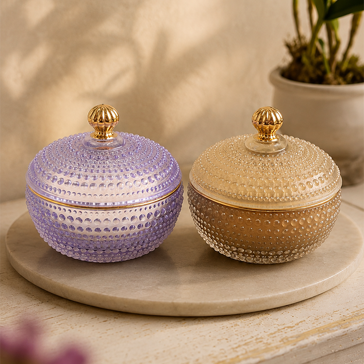 Fig & Pomegranate Scented Candle, Luxe Glass Jar with Lid,