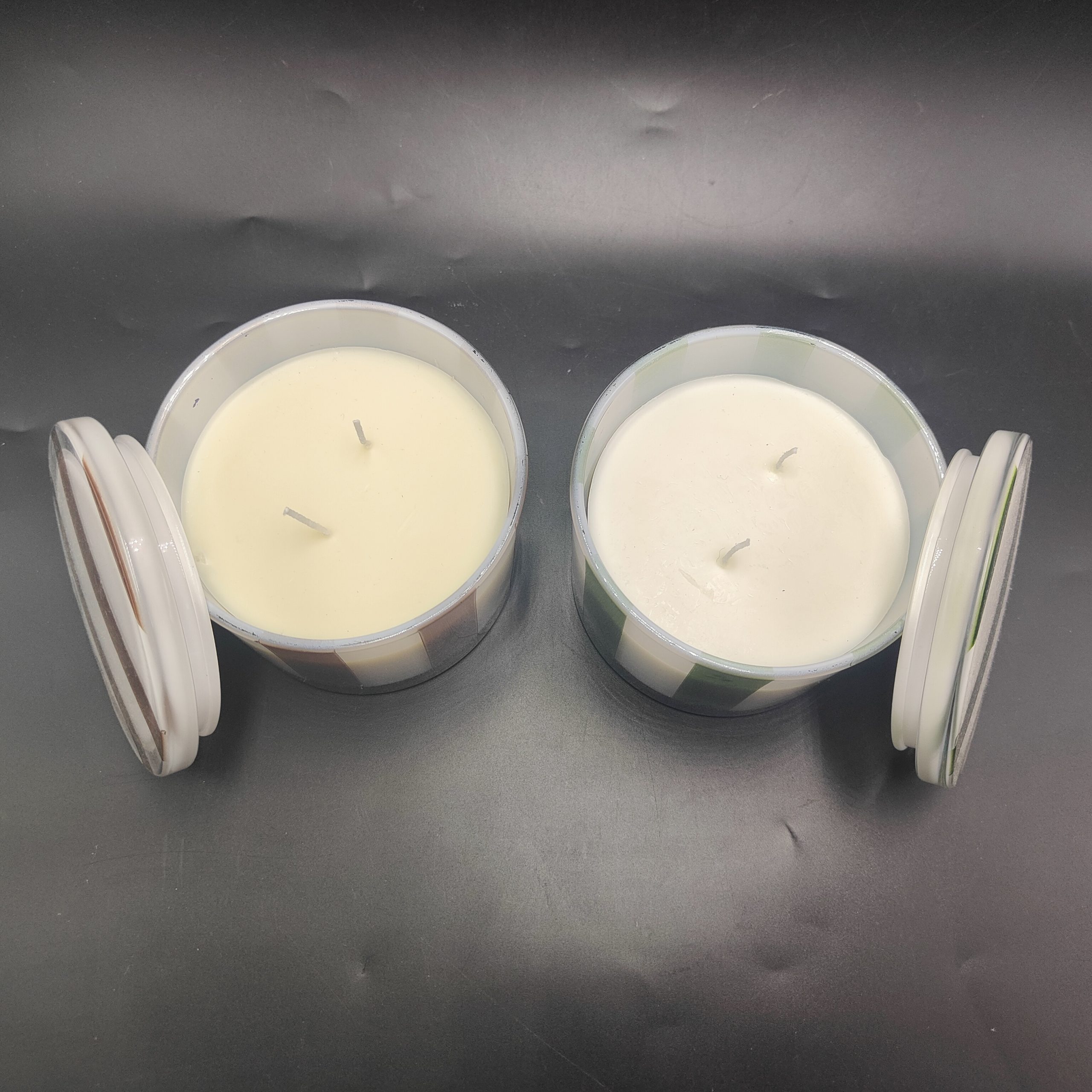 Cedarwood Noir Soy Candle Wax Striped Covered Jar