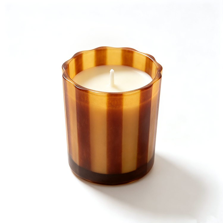 Night Gardenia Floral Candle Scalloped Edge Glass Candle Cup