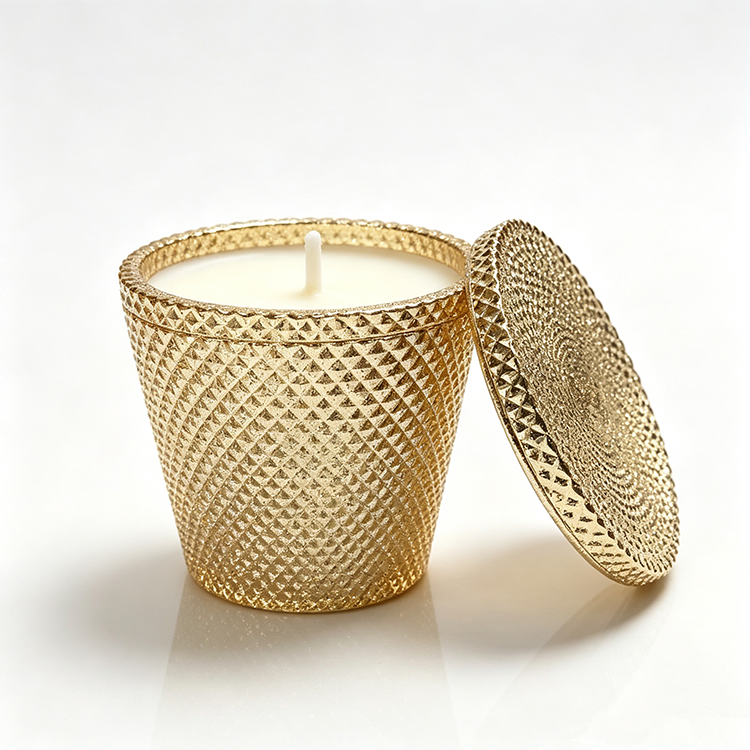 Elegant floral fragrance candle glass with cover