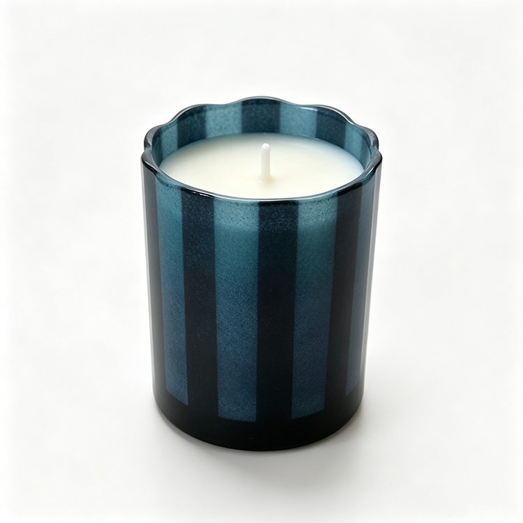 Night Gardenia Floral Candle Scalloped Edge Glass Candle Cup