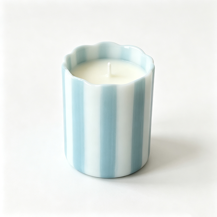 Night Gardenia Floral Candle Scalloped Edge Glass Candle Cup