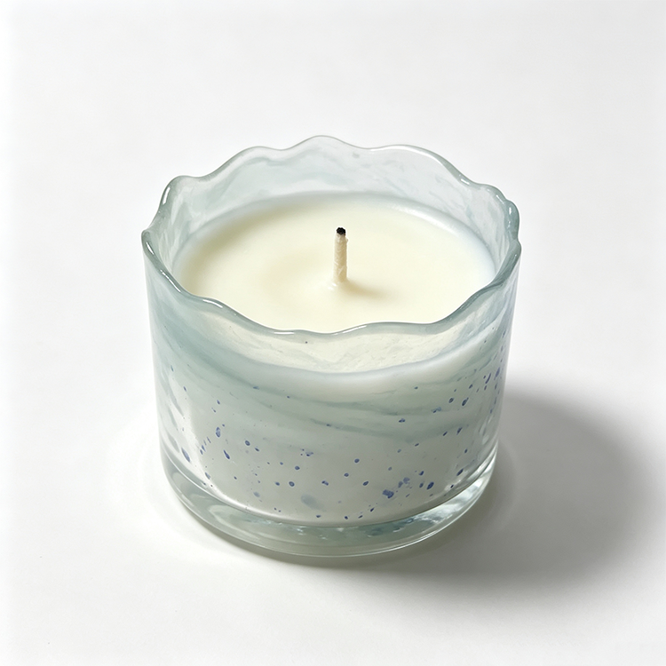 Sun-Kissed Coastal Swirl Textured Candle Glass
