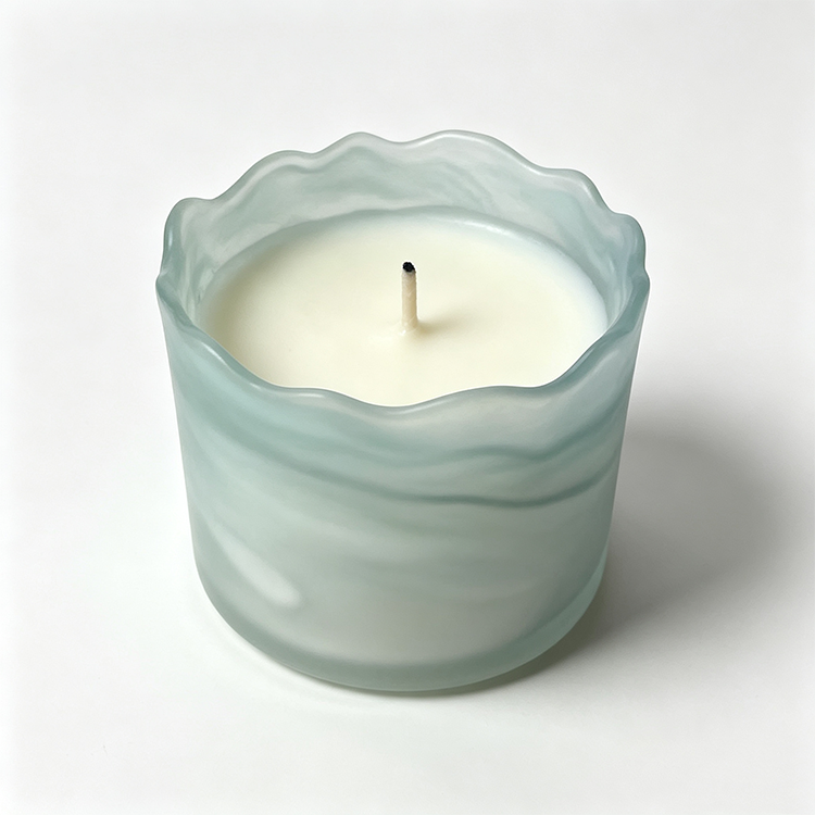 Sun-Kissed Coastal Swirl Textured Candle Glass