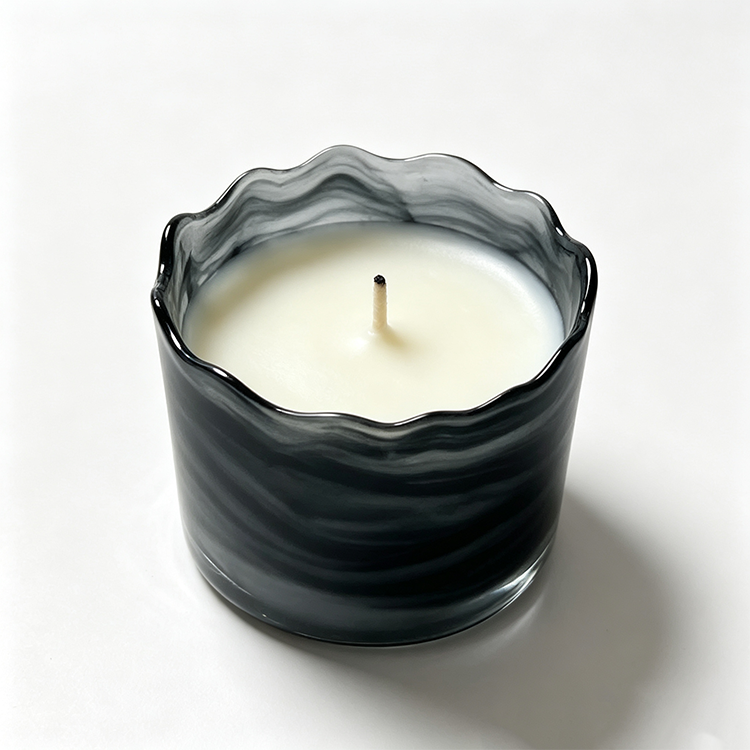 Sun-Kissed Coastal Swirl Textured Candle Glass