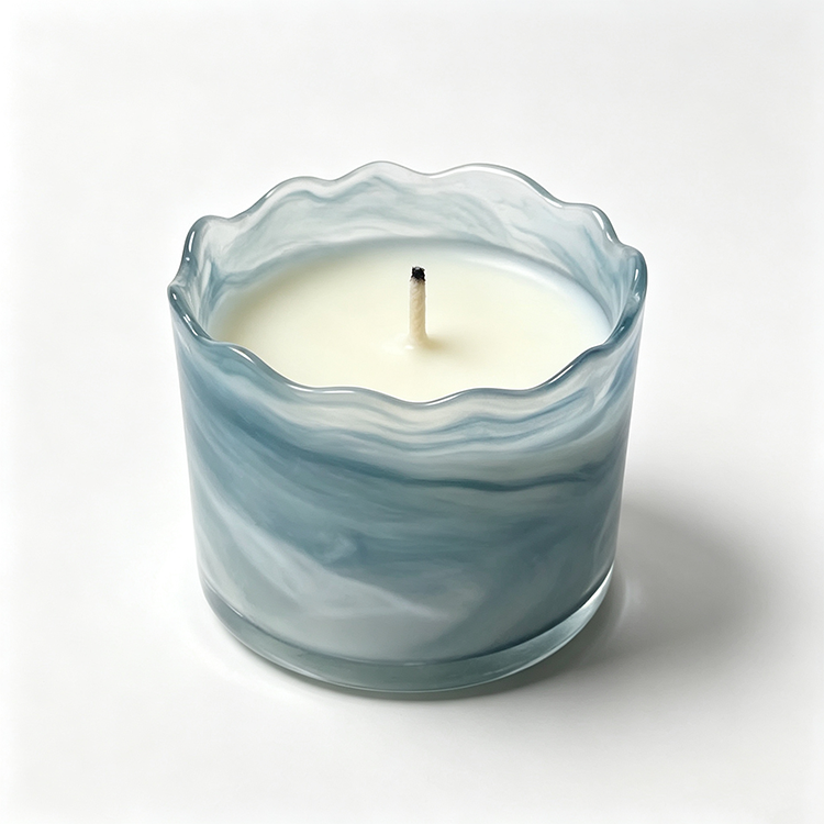 Sun-Kissed Coastal Swirl Textured Candle Glass
